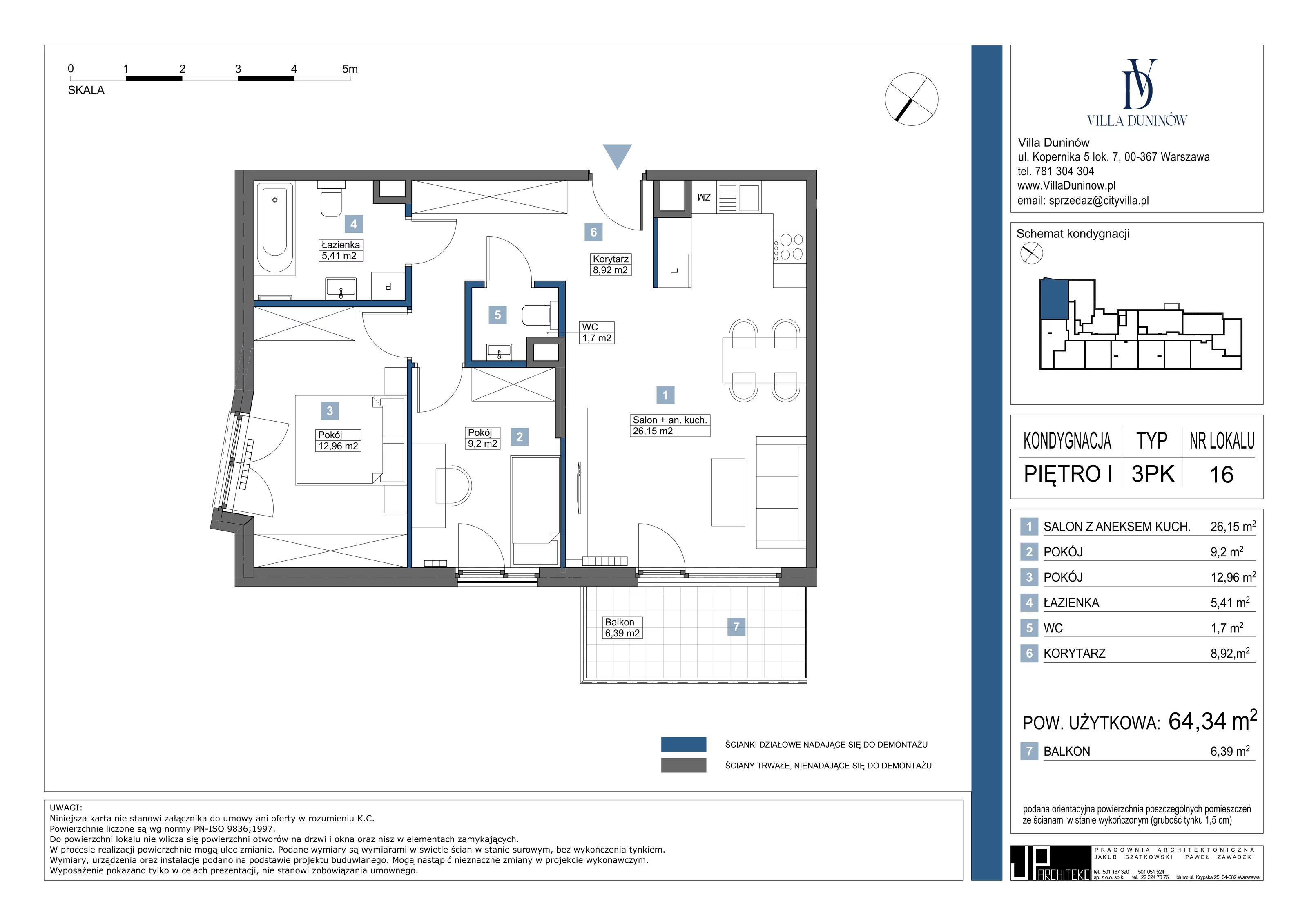 Mieszkanie 63,91 m², piętro 1, oferta nr 16, Villa Duninów, Warszawa, Białołęka, Henryków, ul. Duninów 7